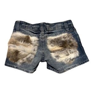 ☆ Distressed Denim Fur Pocket Shorts ☆